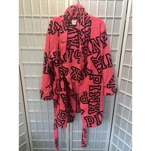 Victoria's Secret PINK robe with black lettering Size M/L Short‎ Cozy